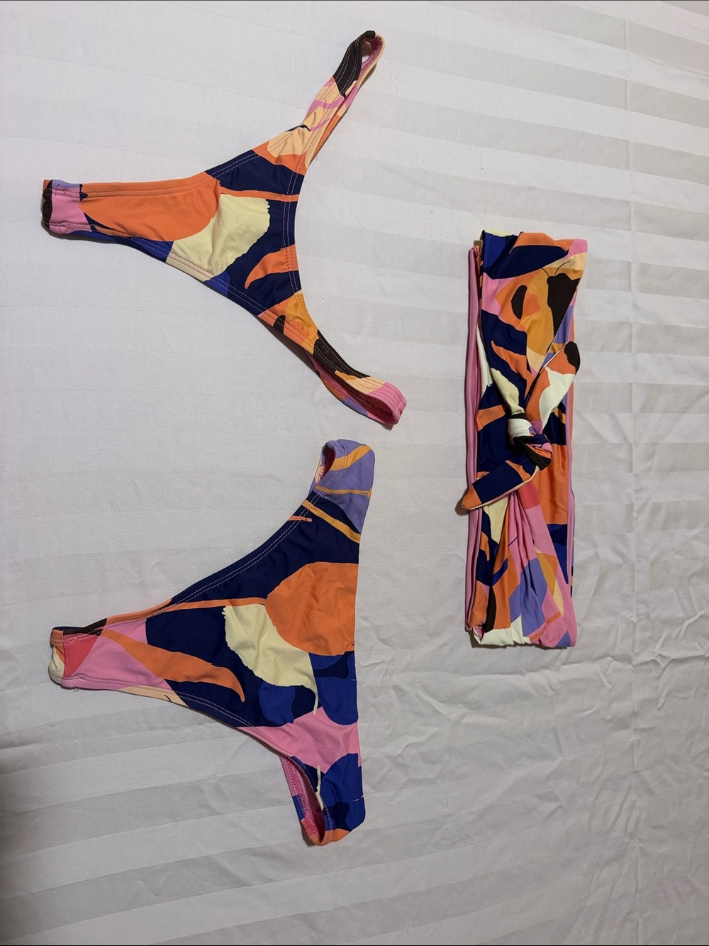 Multicolor Abstract Print Women’s Swim - Pink, Orange & Navy - Rusk Swim M